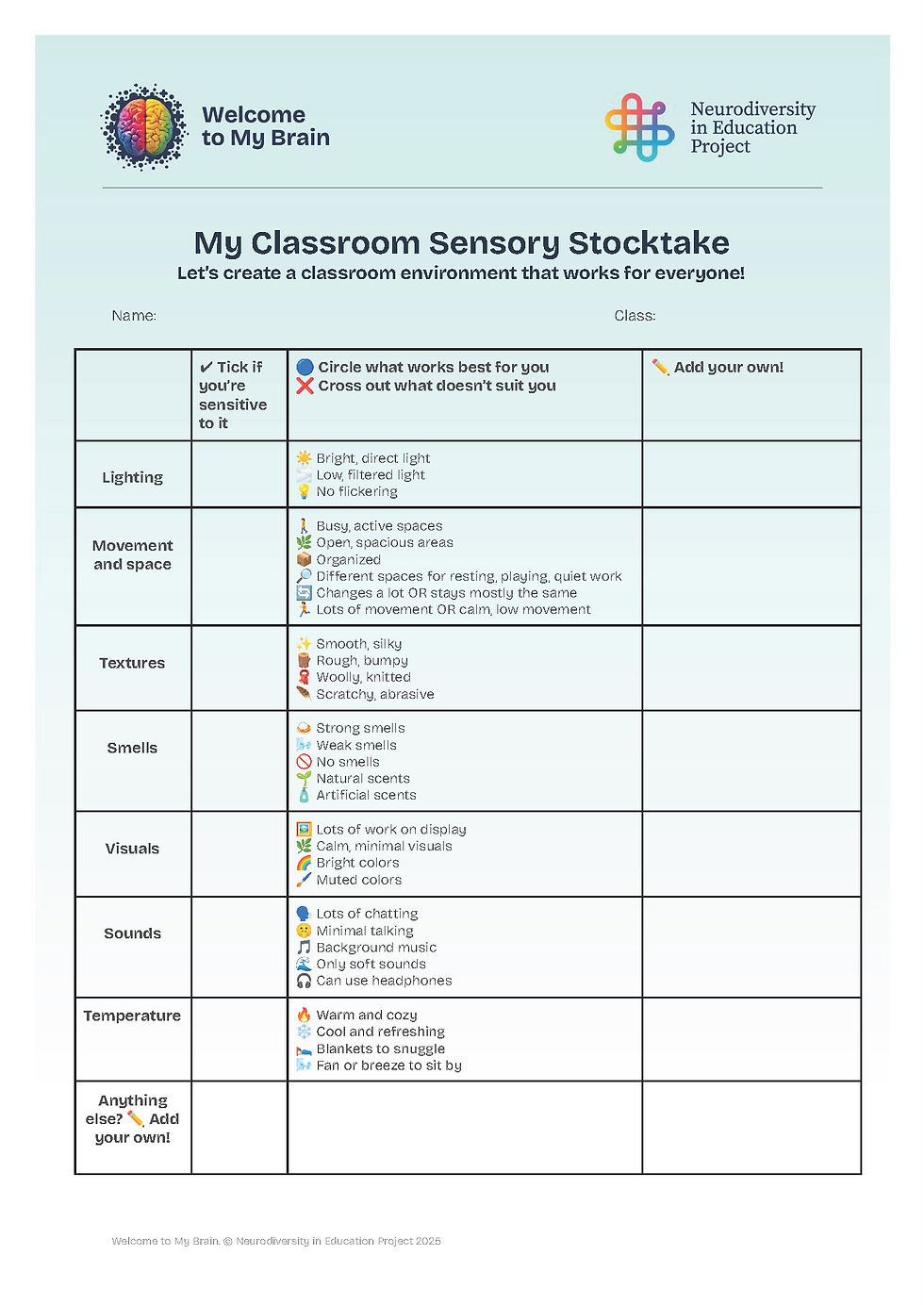 Sensory Stocktake Tool for download
