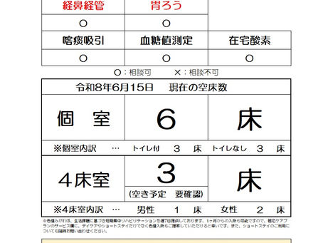 空床情報のご案内