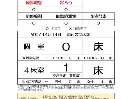 空床情報のご案内