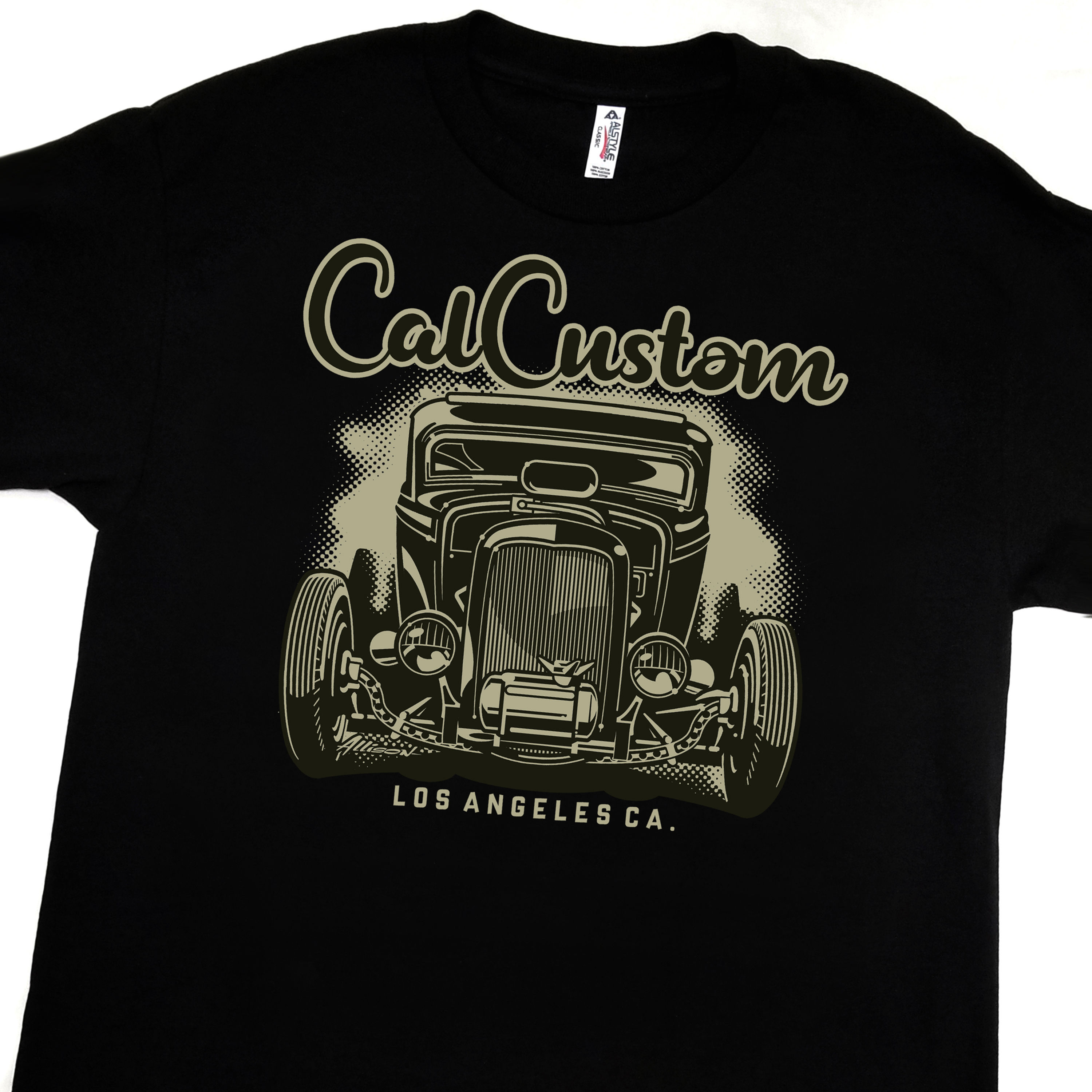 CAL CUSTOM BLOWN HEMI OLDSMOBILE 303 MAG WHEEL HOT ROD T SHIRT