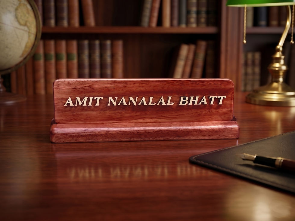Thumbnail: CARVEGLOW® Raised Text Wooden Desktop Small Name Plate for Home/Office with St