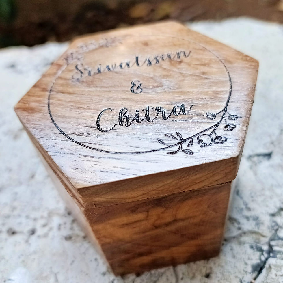 Thumbnail: CARVEGLOW® Custom Engraved Hex Wooden Ring Box for Wedding Ceremony