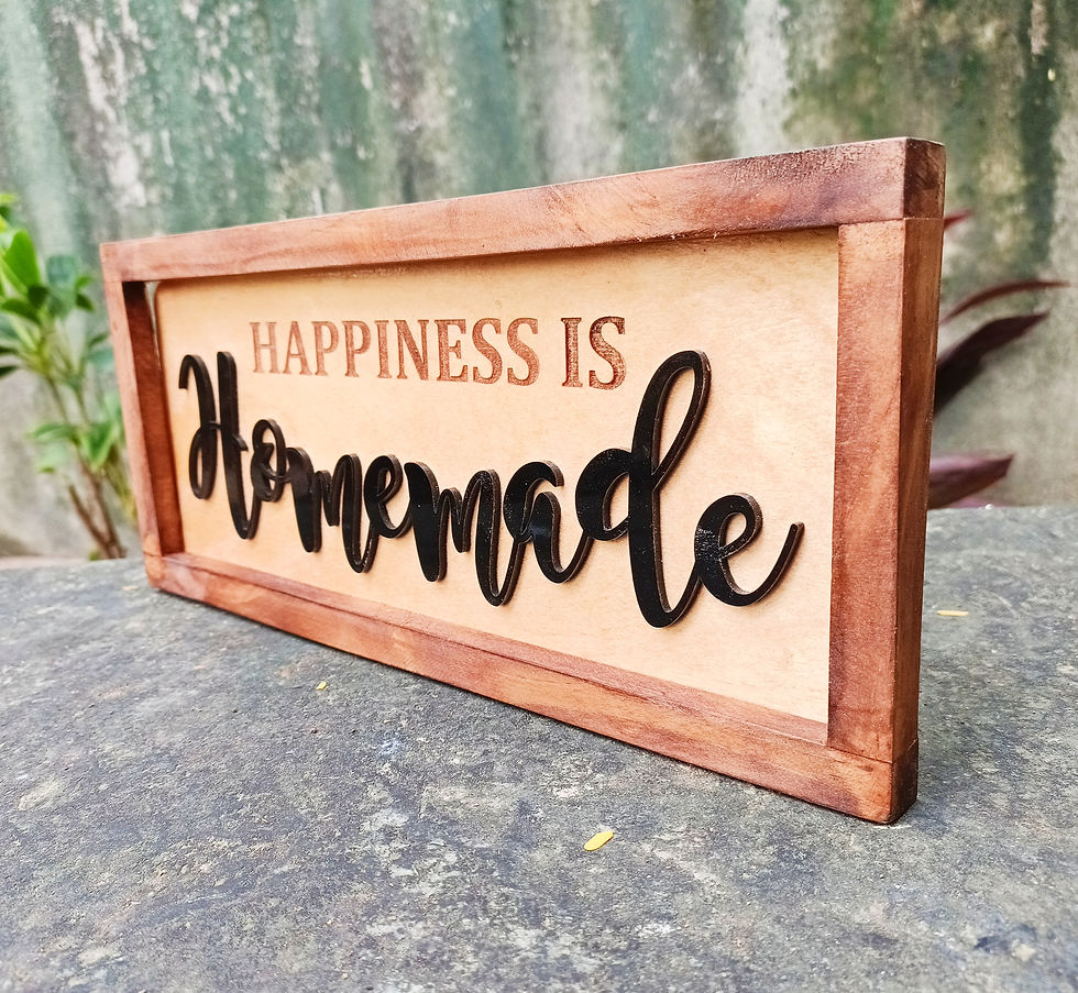 Thumbnail: CARVEGLOW® "Happiness is Homemade" Wood Frame Engraved/Raised Text Sign