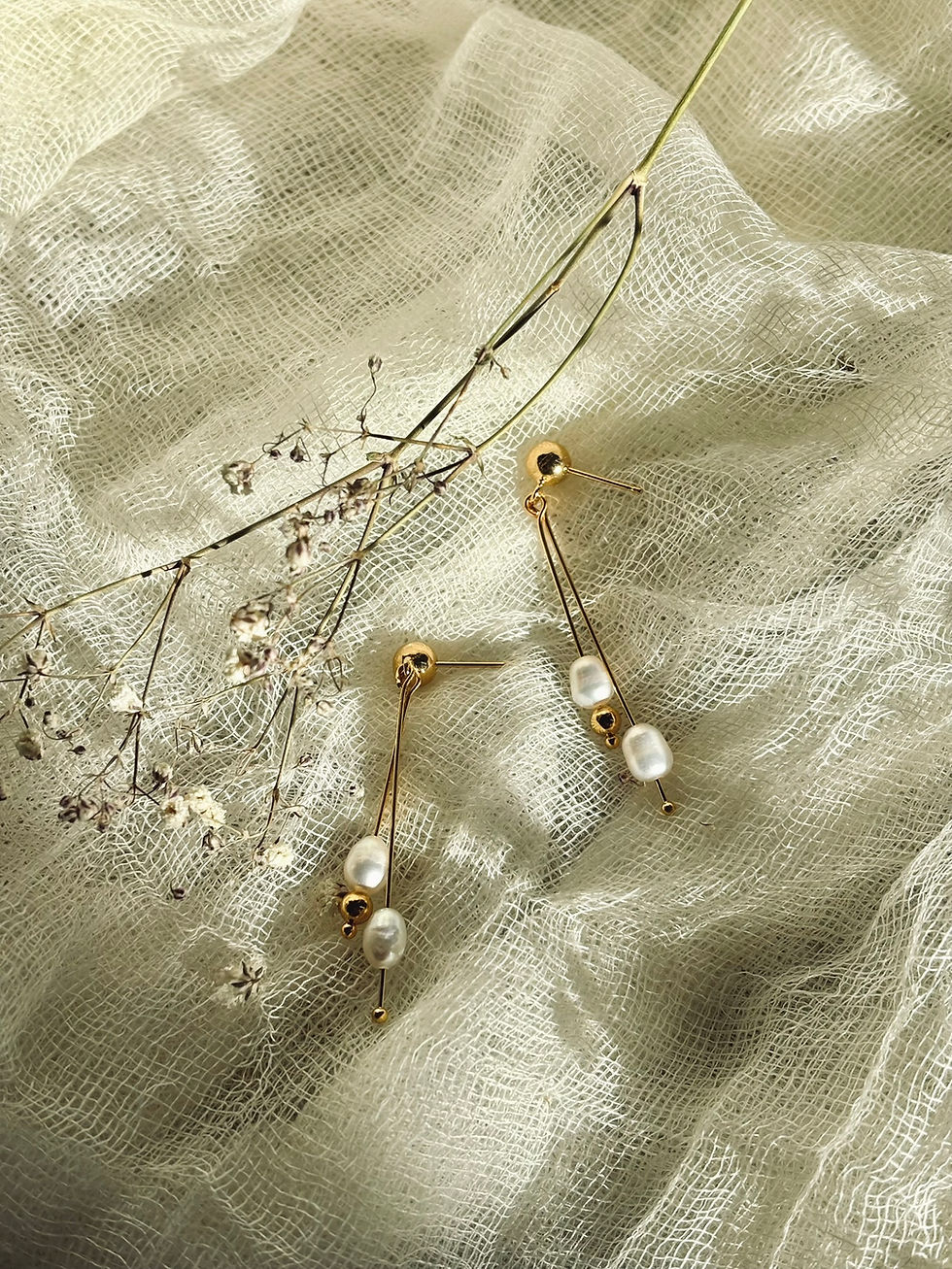 Thumbnail: Double Strand Post Pearl Earrings