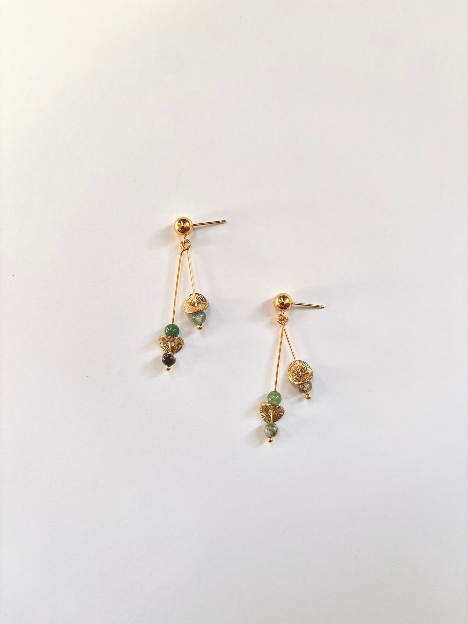 Multicolor Agate Double Strand Post Earrings