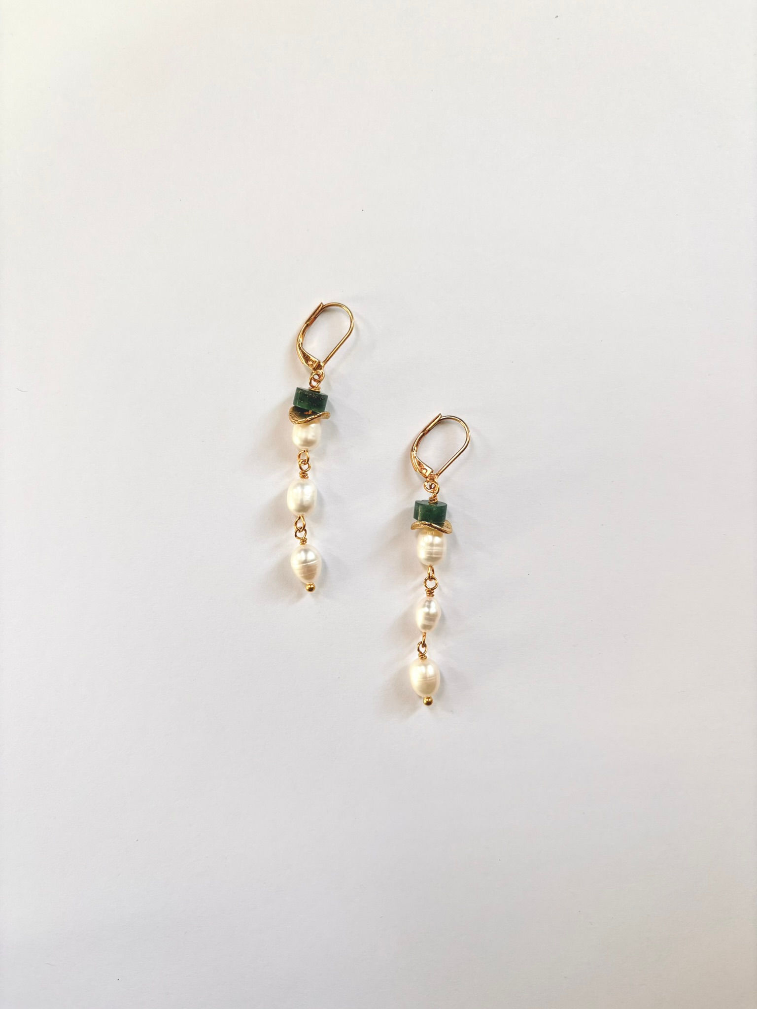 Green Aventurine Pearl Earrings