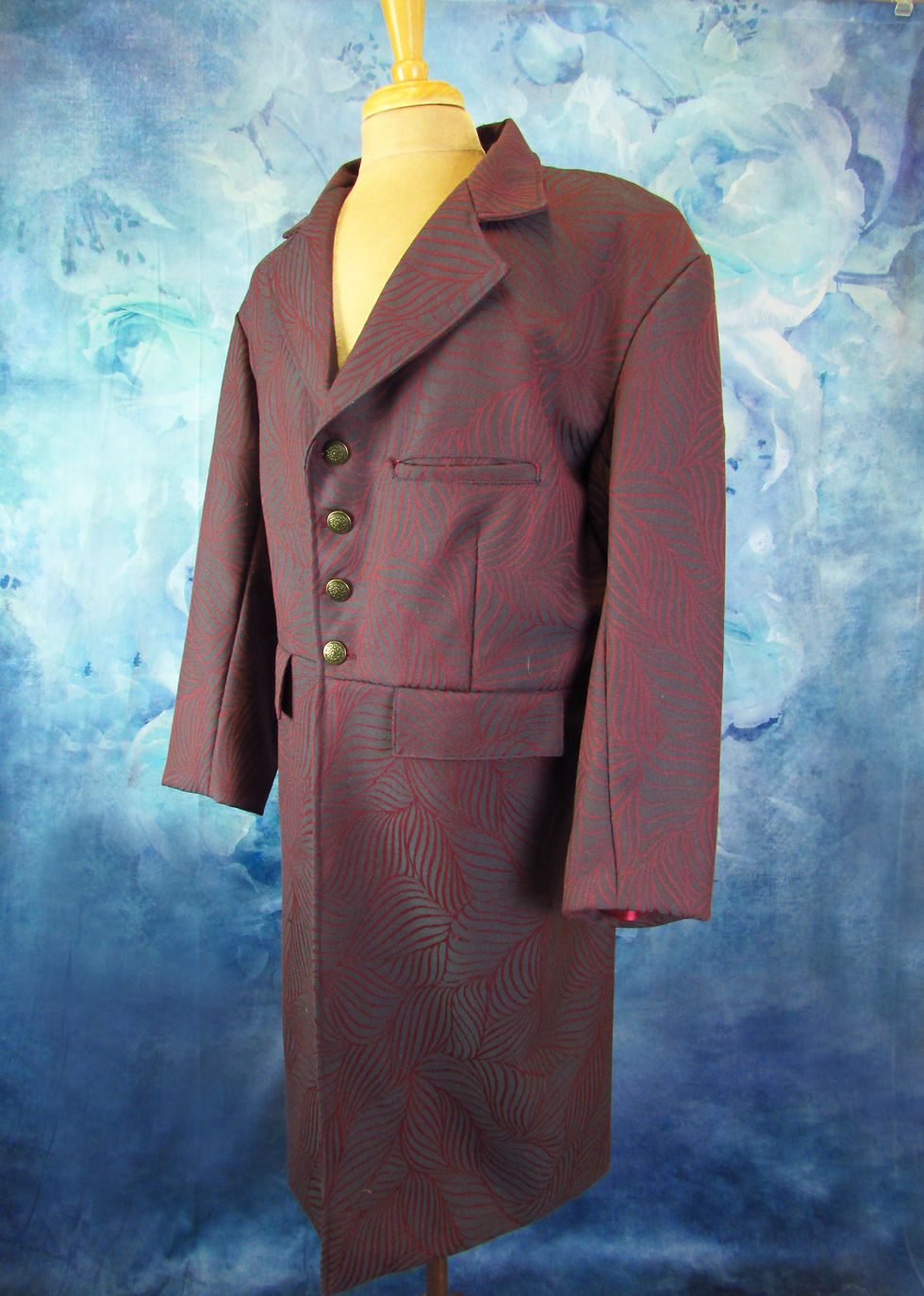 Magenta and Navy Blue Wool Cowboy Coat