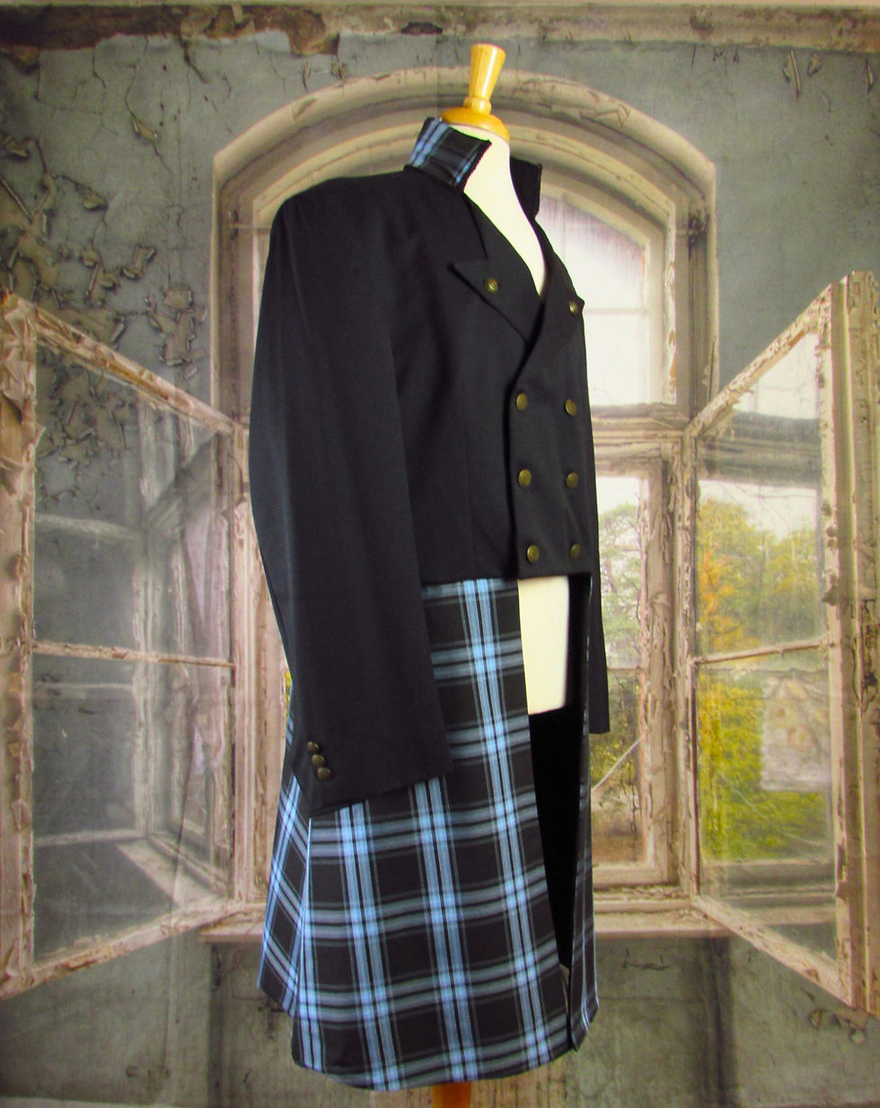 Reimagined Navy Blue and Plaid Cutaway Coat