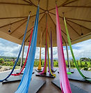 A set of aerial silks hanging