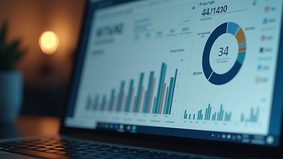Close-up view of a laptop screen displaying AI analytics dashboard