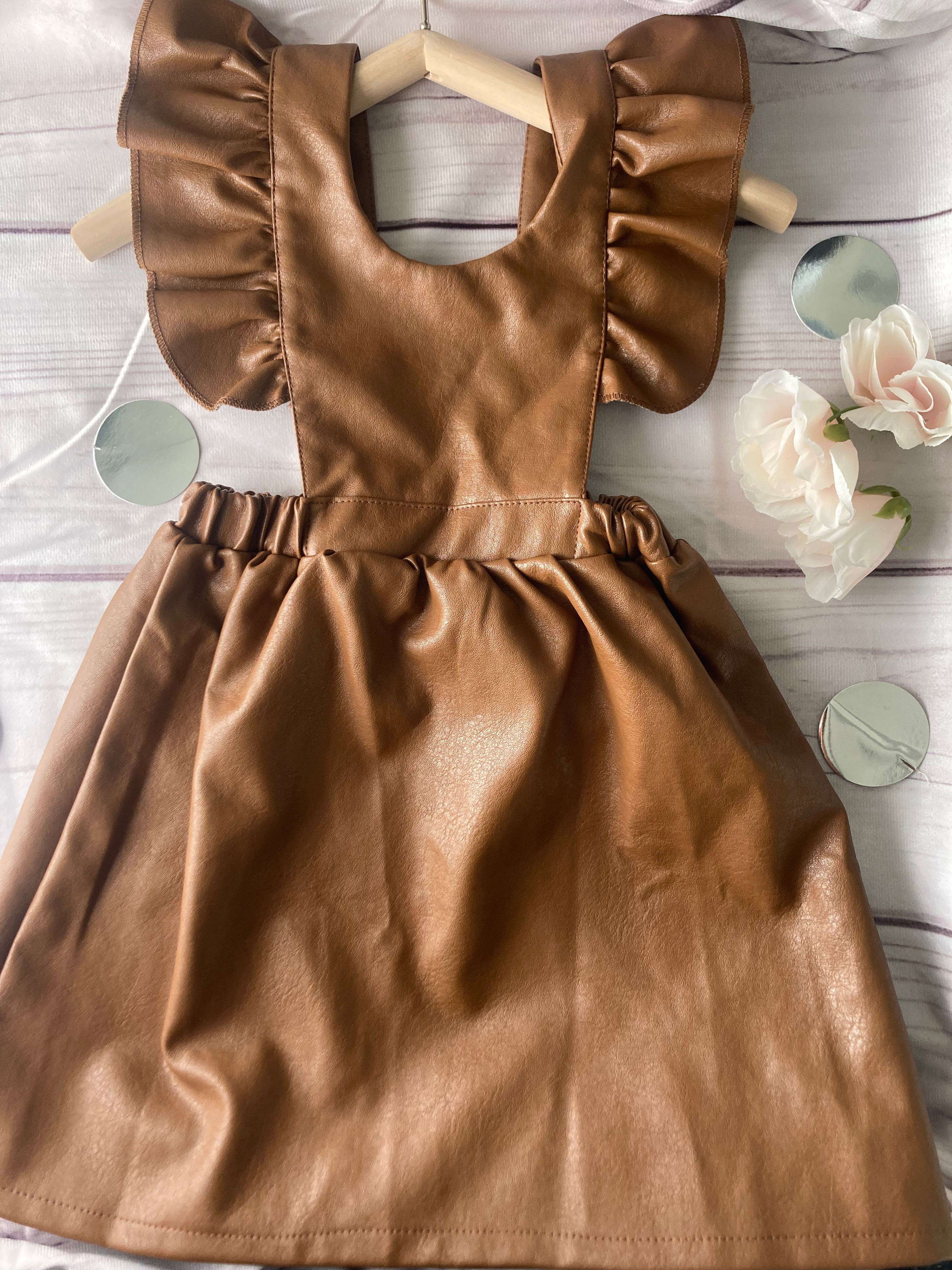 Sleeveless Ruffle Leather Dress