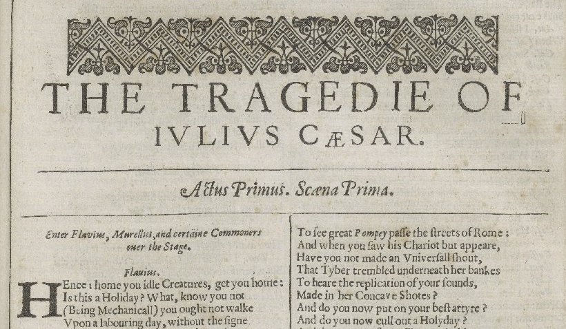 Shakespeare's Julius Caesar, 1623 showing v in place of u