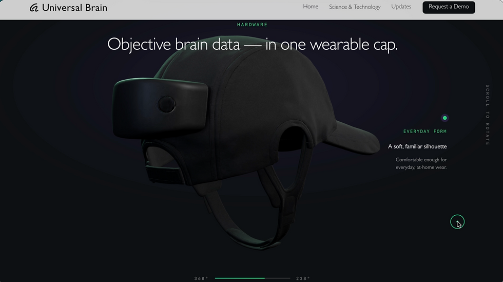 Bay Area based Universal Brain has developed a wearable dry EEG (now 501(k) cleared by FDA) that aims to measure task based biomarkers of brain function for psychiatry