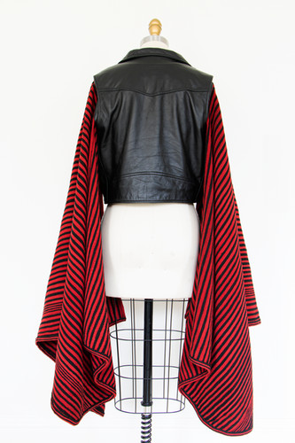 ジャケット・アウター vintage hand paint leather poncho Lined