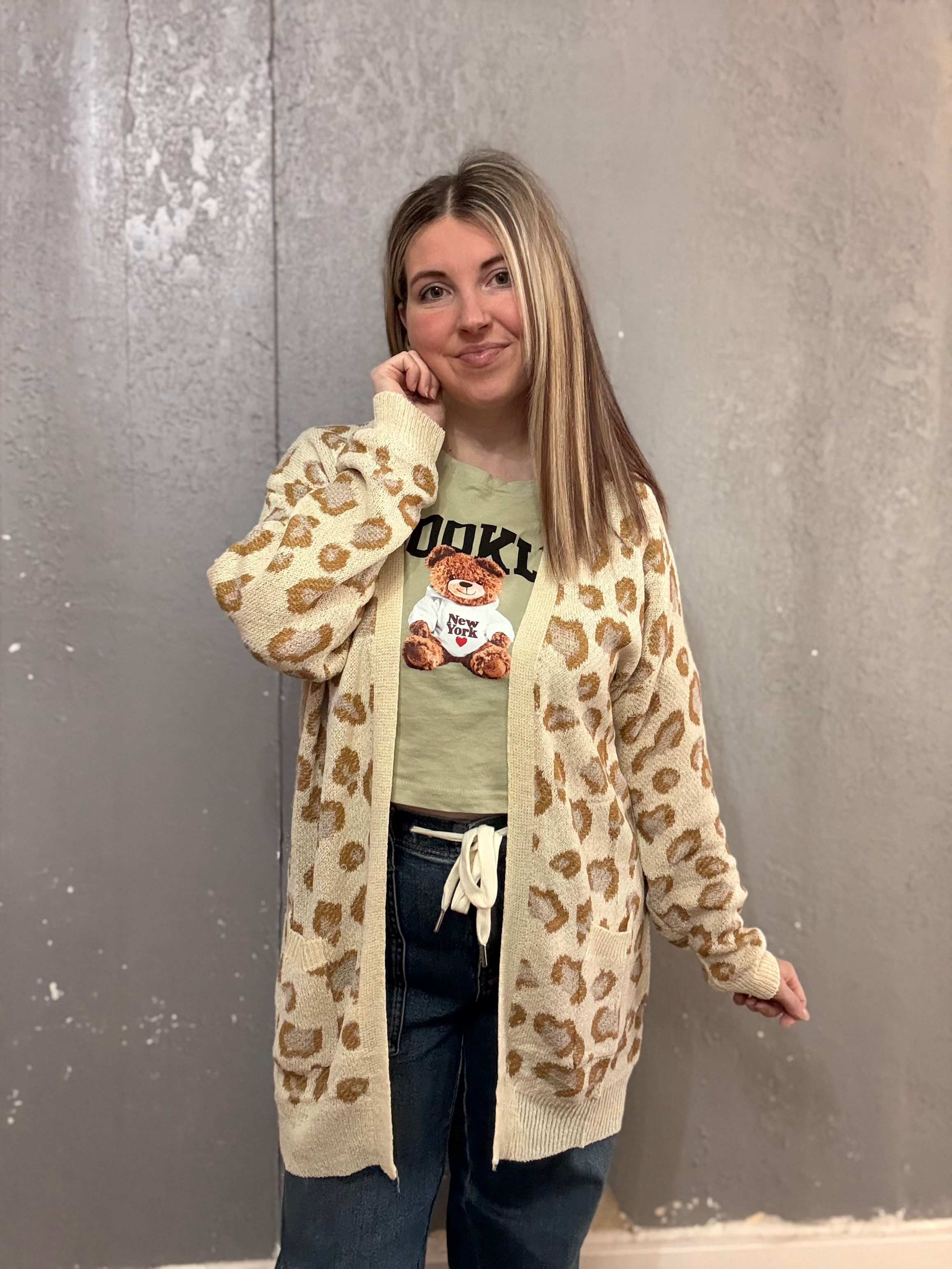 Clyde Cream Animal Print Cardigan