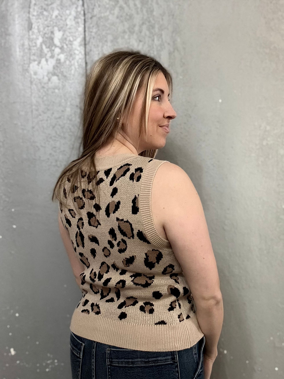 Thumbnail: Taupe Leopard Sweater Tank
