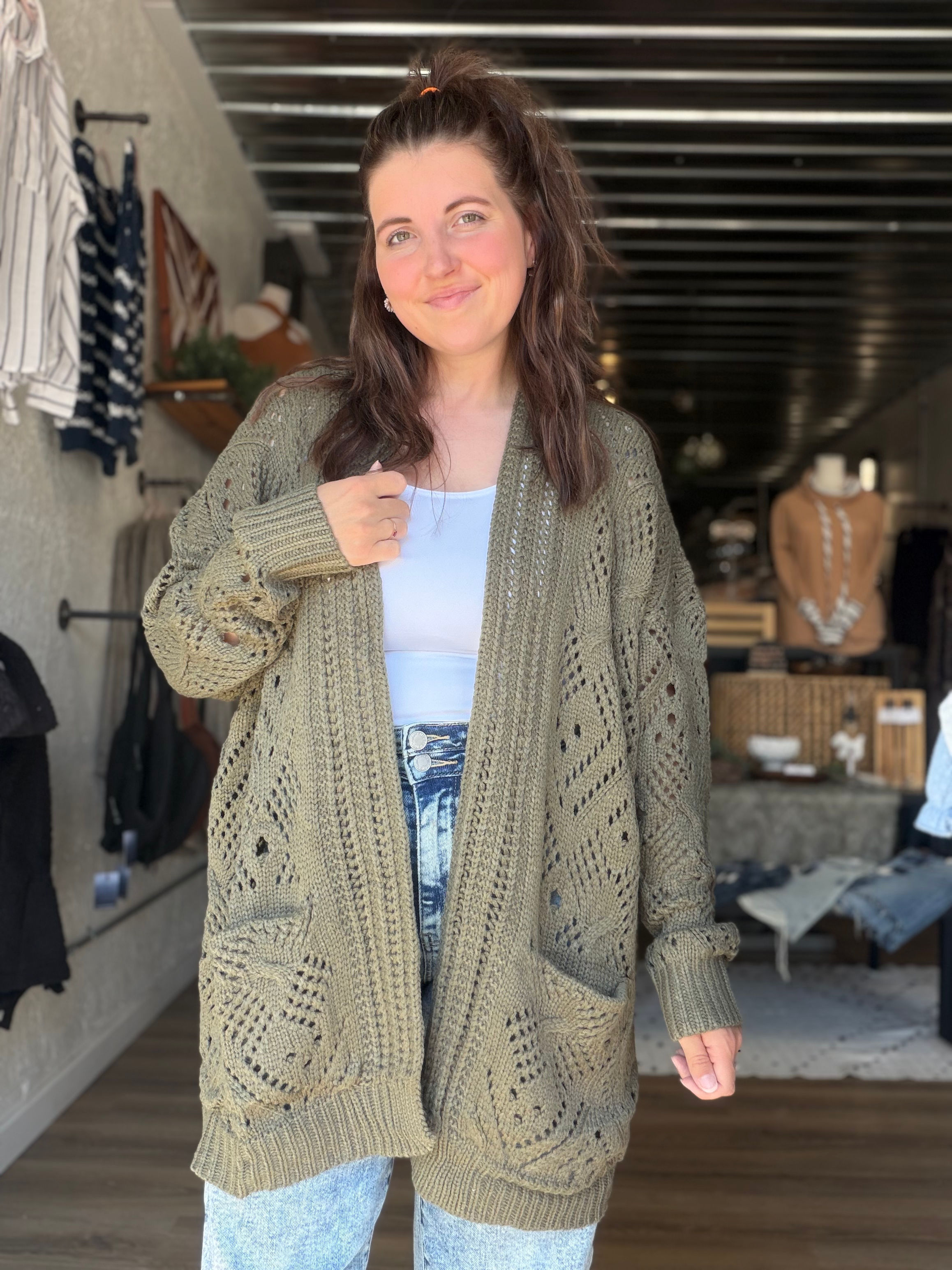 Oakes Olive Oversized Cardigan