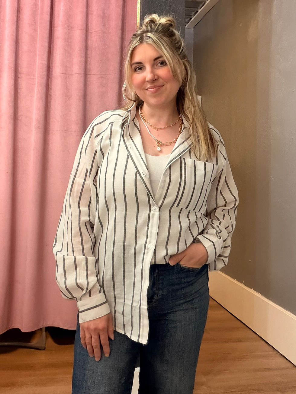 Thumbnail: Burnet Black Stripe Oversized Shirt