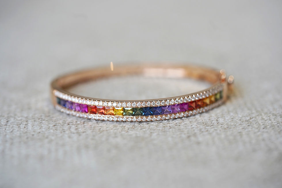Thumbnail: 18K Rose Gold Diamond Fancy Sapphire Bangle
