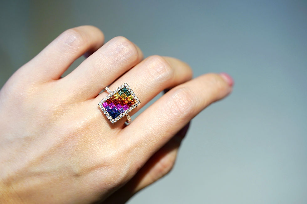 Thumbnail: 18K Rose Gold Diamond Fancy Color Sapphire Earring