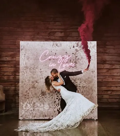 Silver Sequin Wall; Shimmer Wall; Wedding Sounds; Shimmer Wall hire; Bride; Groom; Alternative Wedding DJ; Alt Wedding DJ;