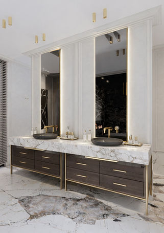 Salle de bain en marbre avec double vasque