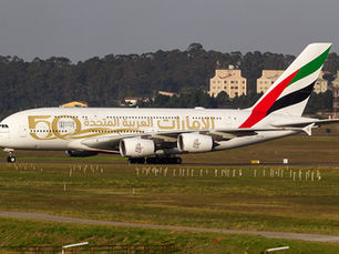 Airbus A380 da Emirates no Aeroporto Internacional de São Paulo-Guarulhos (GRU)
