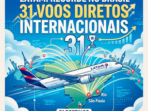 LATAM bate recorde no Brasil e atinge marca de 31 voos internacionais diretos