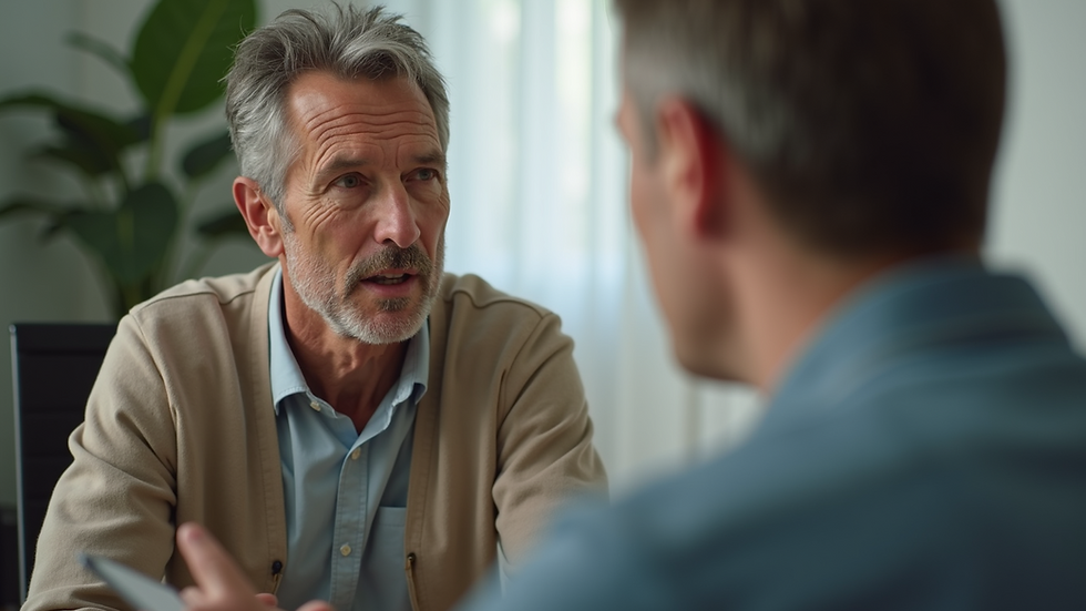 Close-up view of a recovery coach and client discussing goals