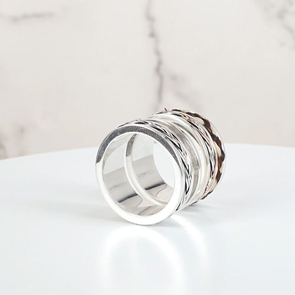 Thumbnail: Sterling silver Equestrian Spinning Ring with wire wrapped | RG887879