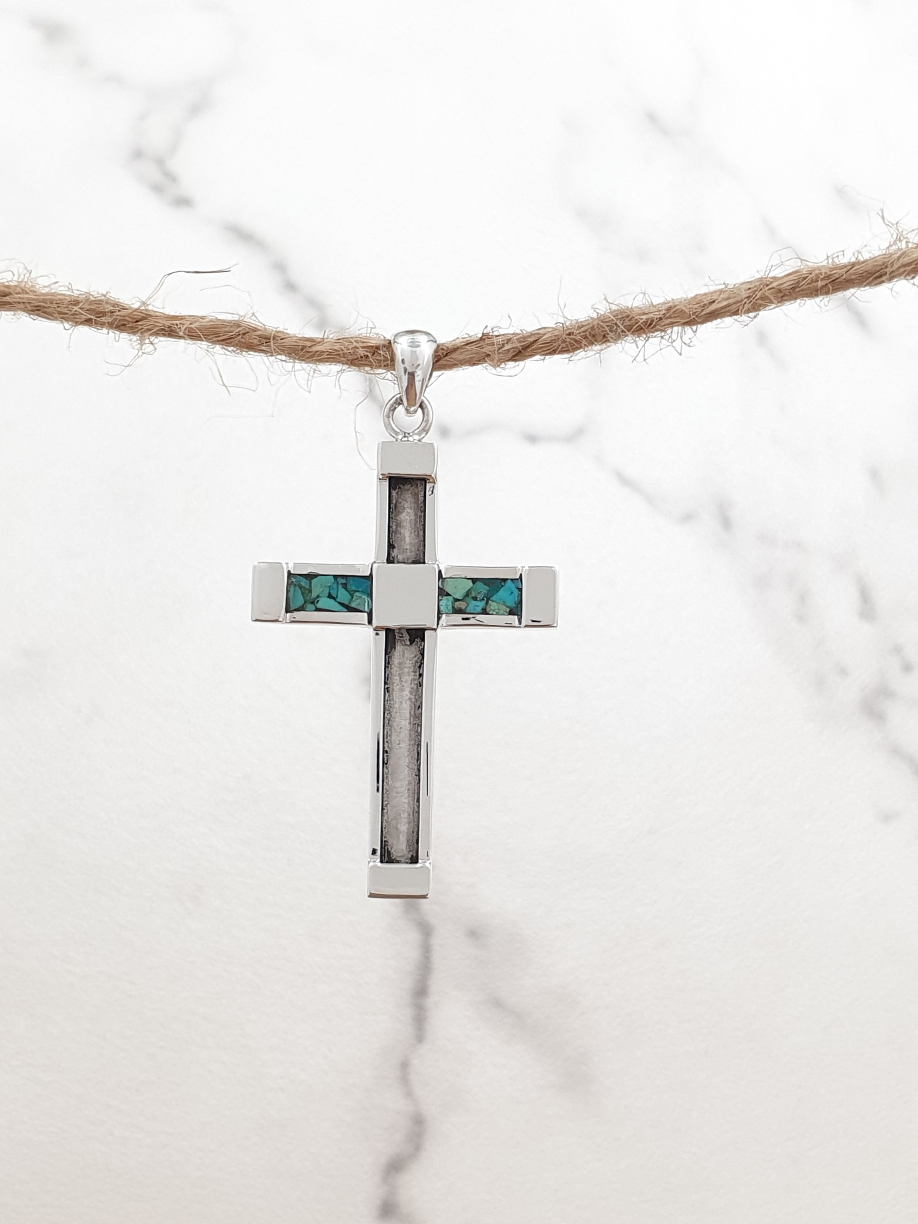 Sterling silver equestrian horsehair cross pendant | CH557190