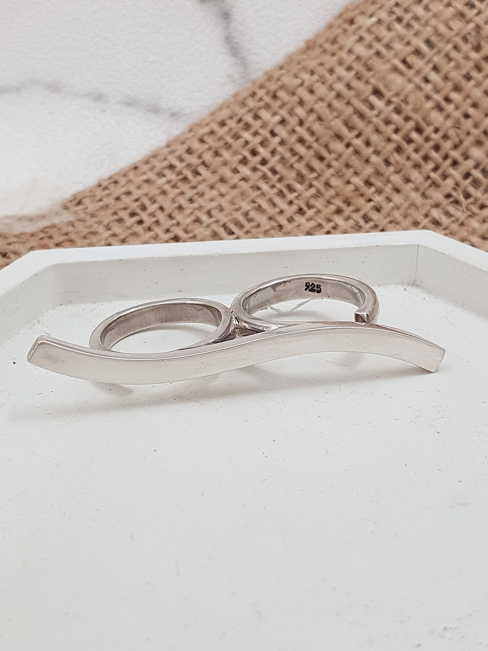 Thumbnail: Sterling silver double rings square wire | RG667806