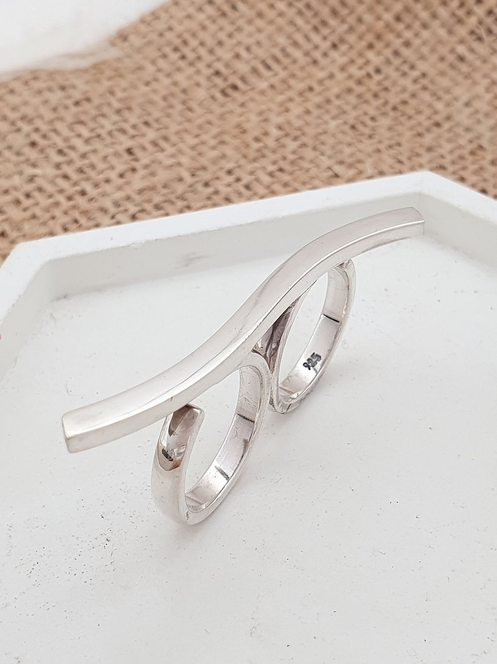 Thumbnail: Sterling silver double rings square wire | RG667806