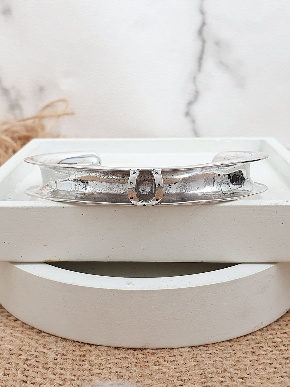 Thumbnail: Sterling silver equestrian horsehair cuff | CUFF21