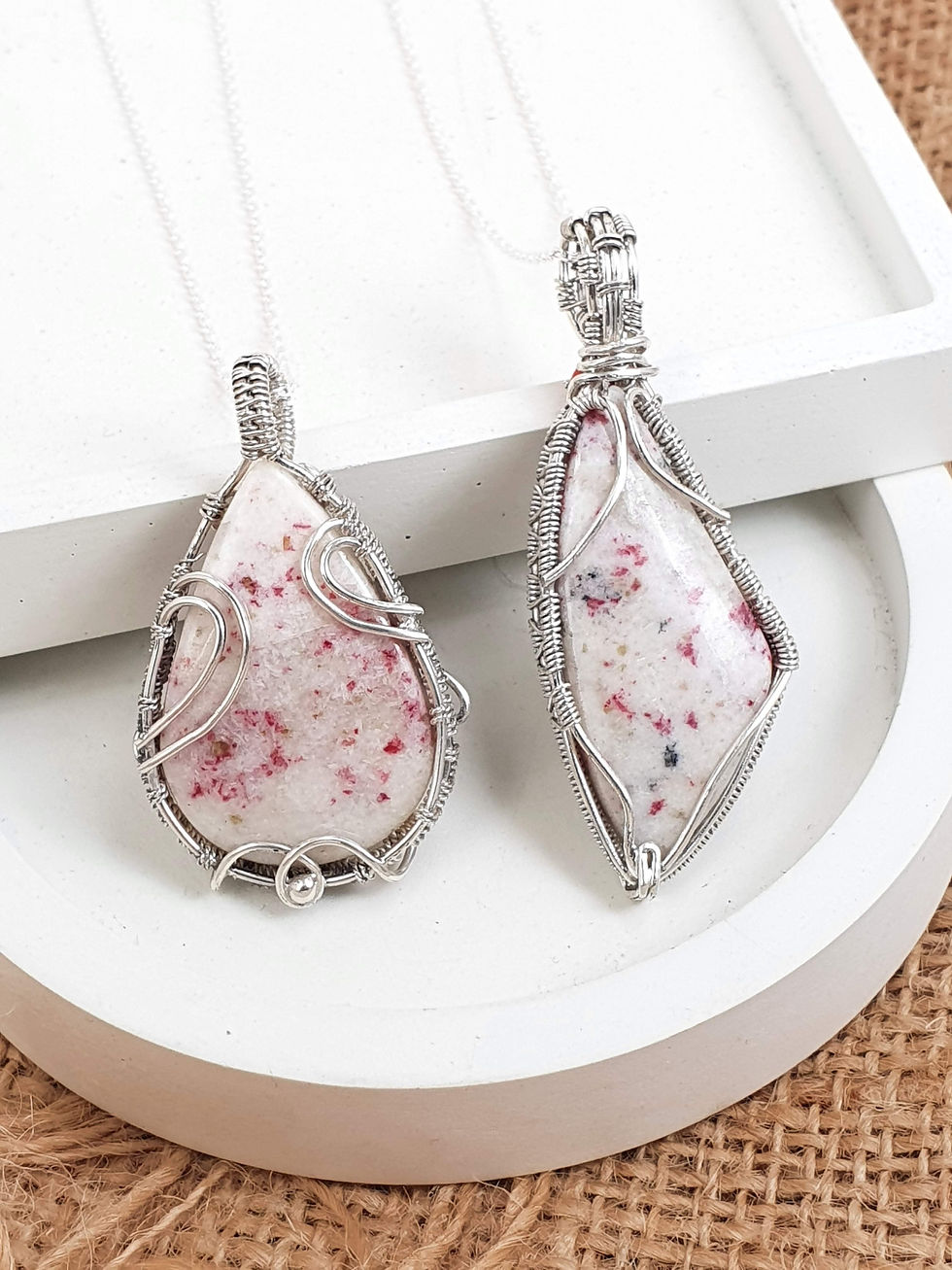 Thumbnail: Sterling silver wire wrapped necklace with Cinnabar Jasper | NL779072