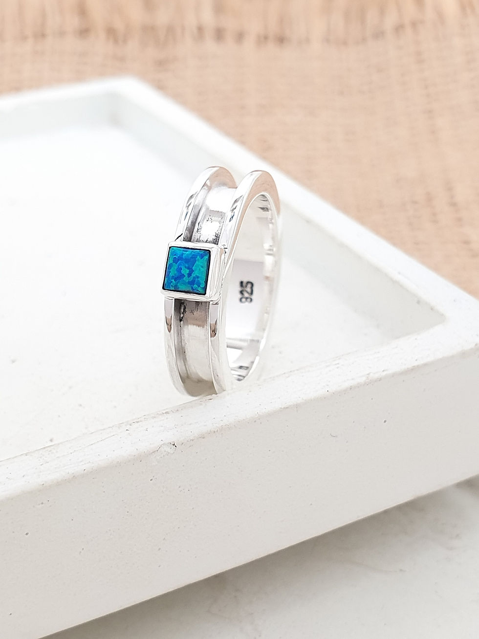 Thumbnail: Sterling silver equestrian Ring with Synthetic Opal | RG887856
