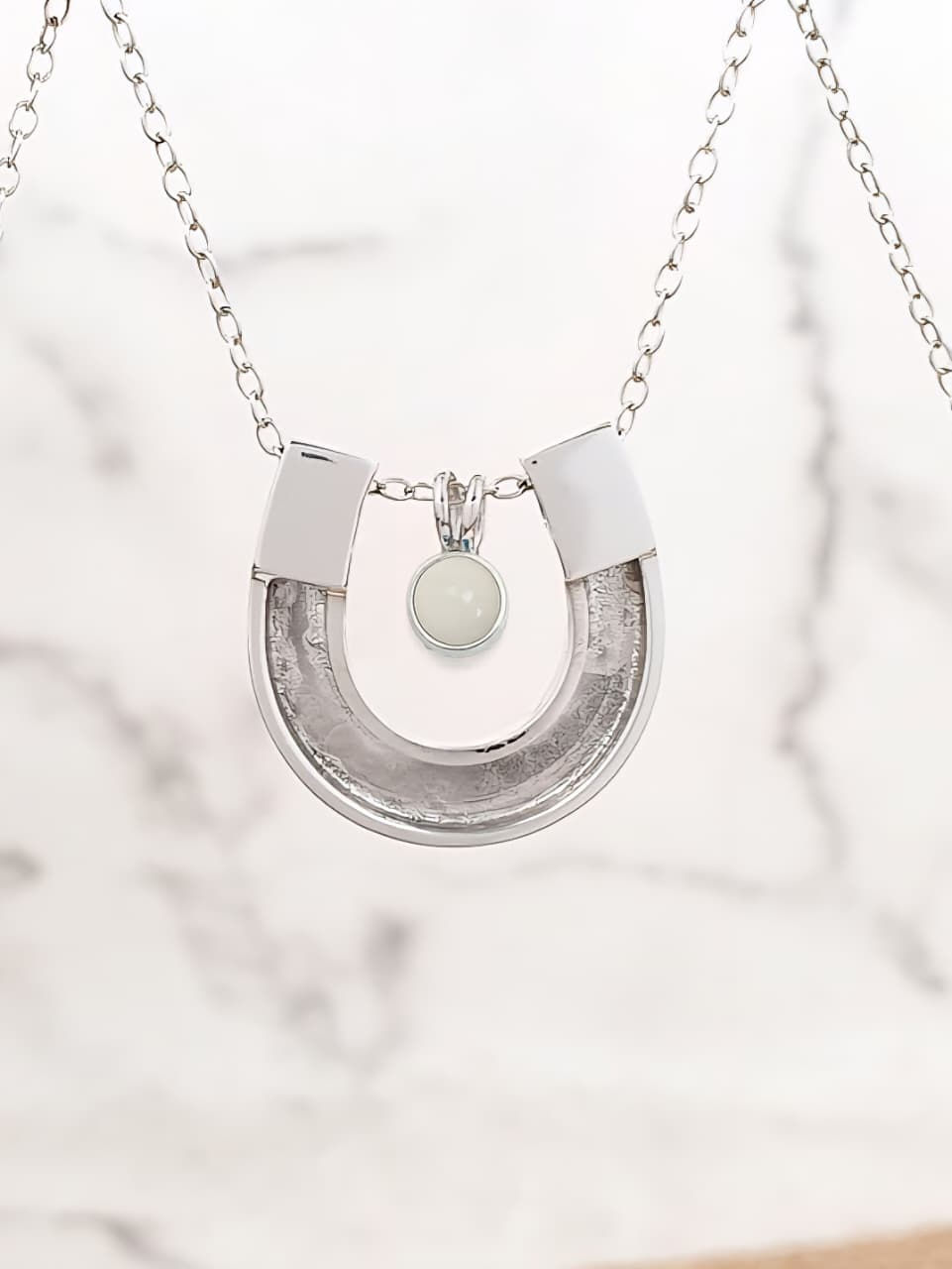 Thumbnail: Sterling silver Equestrian Horseshoe Necklaces with Gemstones | CH557365
