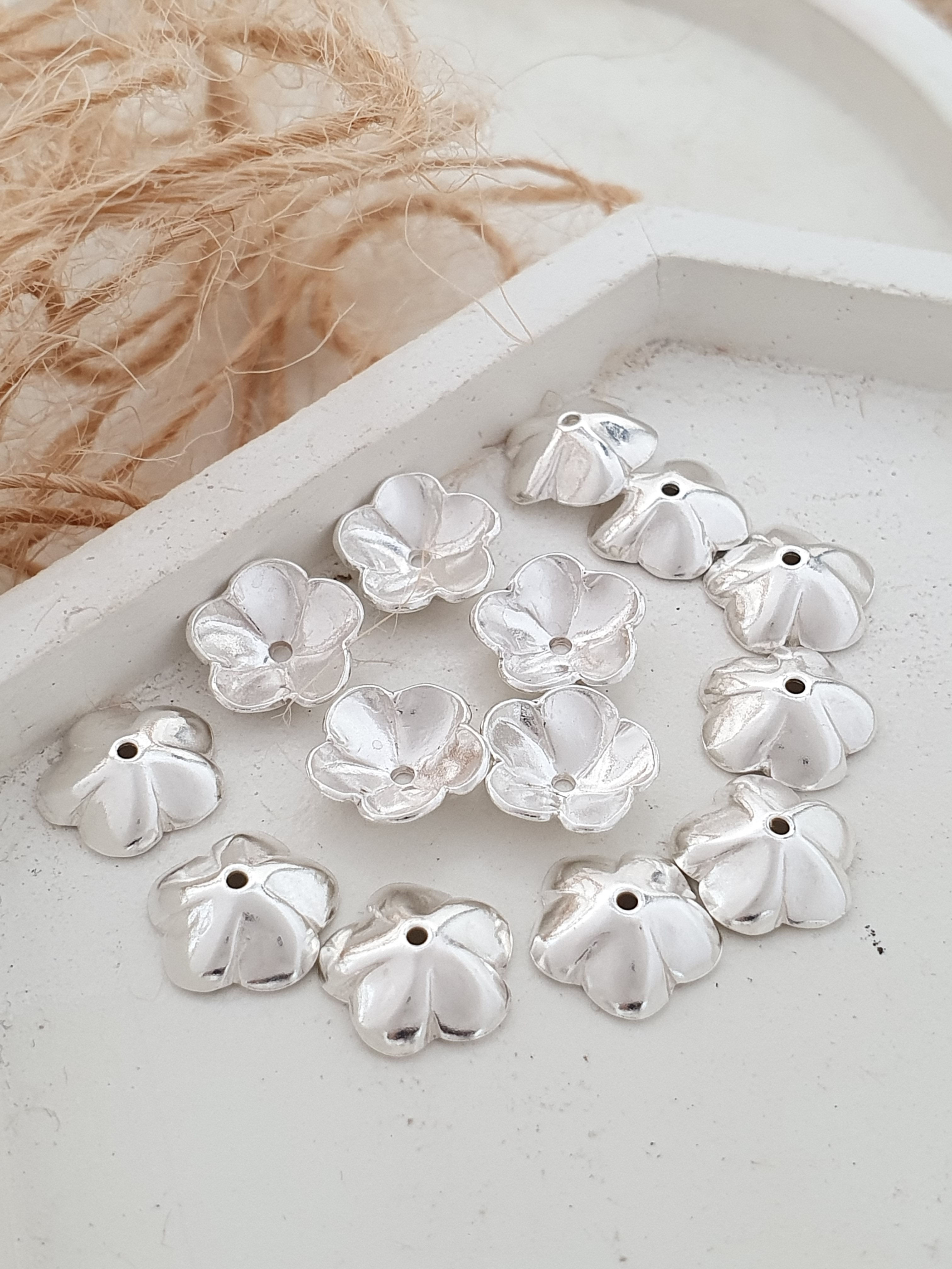 Perlenkappe aus Sterlingsilber Stapelblume 9,25 mm | BC229125
