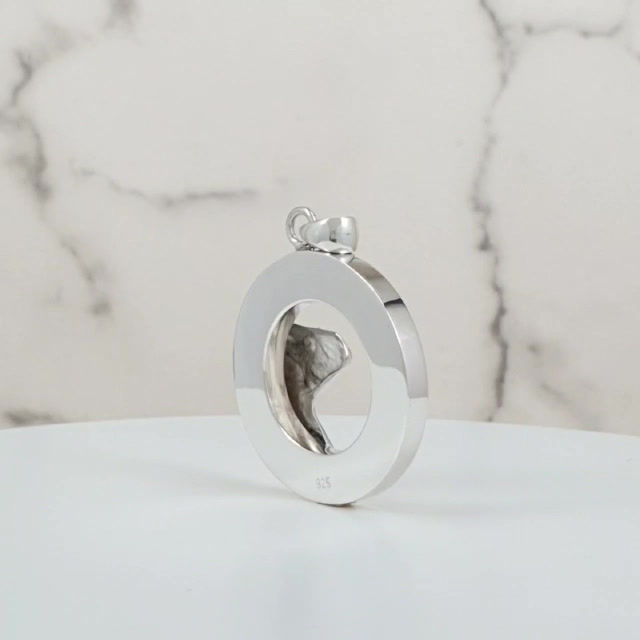 Thumbnail: Sterling silver circle pendant with horsehead reppouse 30 mm | CH557304