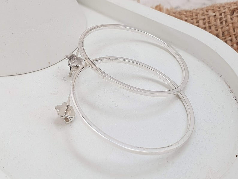 Thumbnail: Sterling silver circle 40 x 1.5 square wire | ER330026