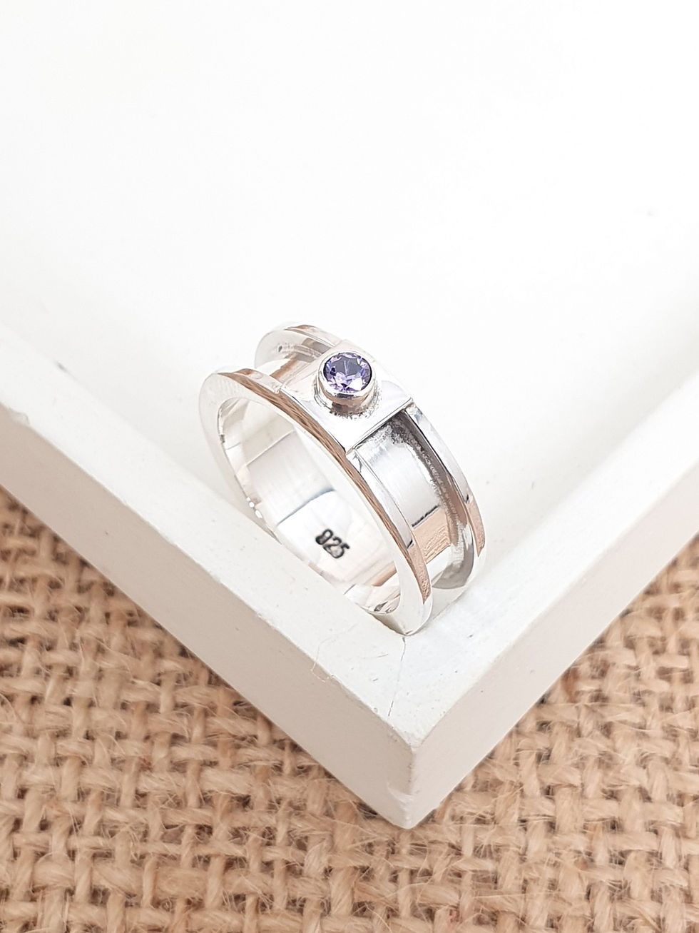 Thumbnail: Sterling silver equestrian ring with Birthstones CZ | RG887816