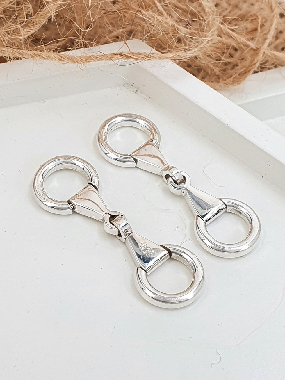Thumbnail: Sterling silver snaffle connectors 35 x 10 mm | CN779155