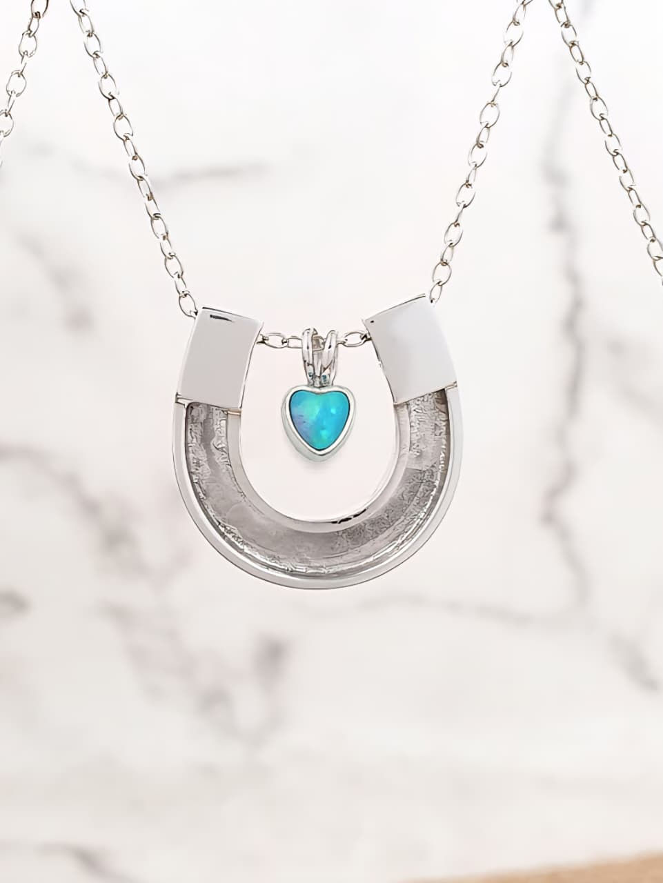 Thumbnail: Sterling silver Equestrian Horseshoe Necklaces with Gemstones | CH557365