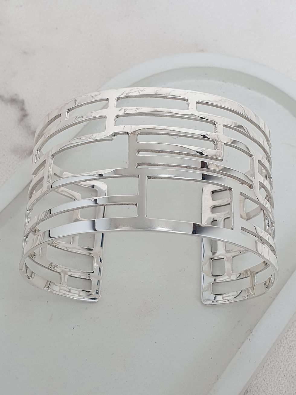 Thumbnail: Sterling silver inspirational cuff 16 x 4 cm | CUFF05