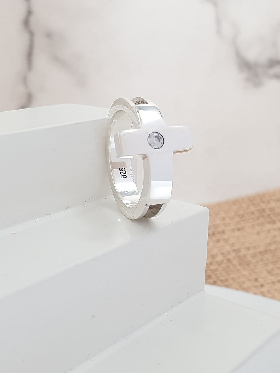 Thumbnail: Sterling silver equestrian Ring with Cross | RG887884