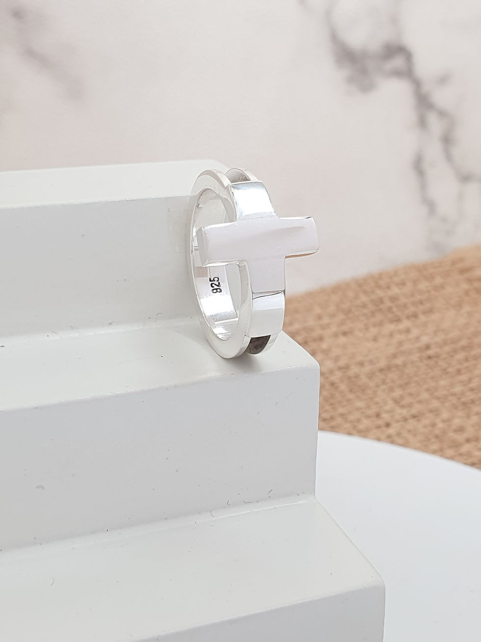 Thumbnail: Sterling silver equestrian Ring with Cross | RG887884