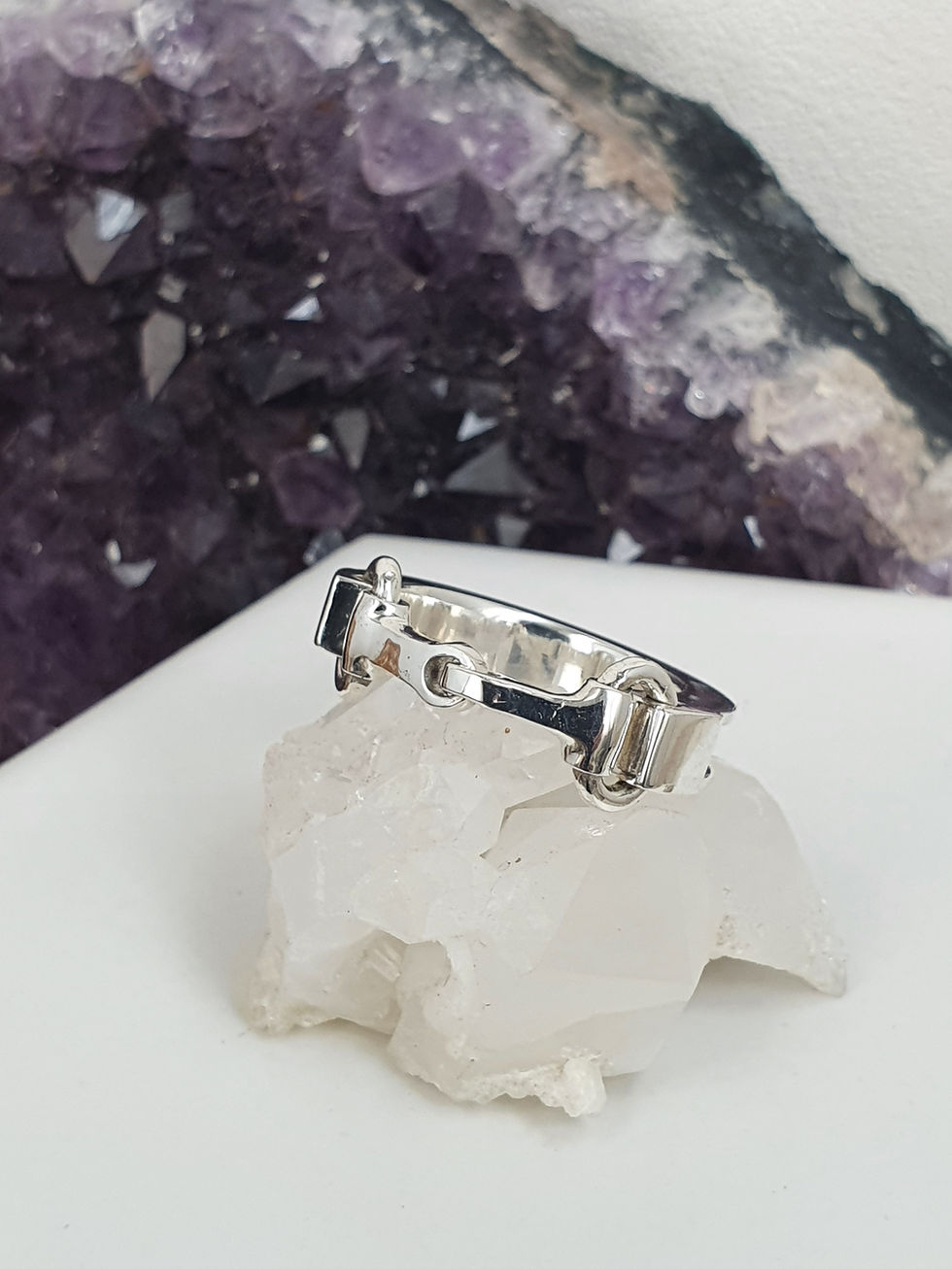 Thumbnail: Sterling silver equestrian horsehair ring with snaffle | RG887841
