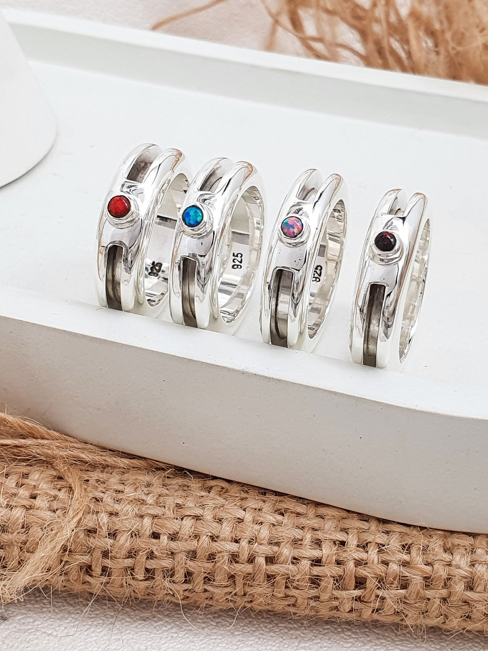 Thumbnail: Sterling silver equestrian ring with Synthetic Opal | RG887843