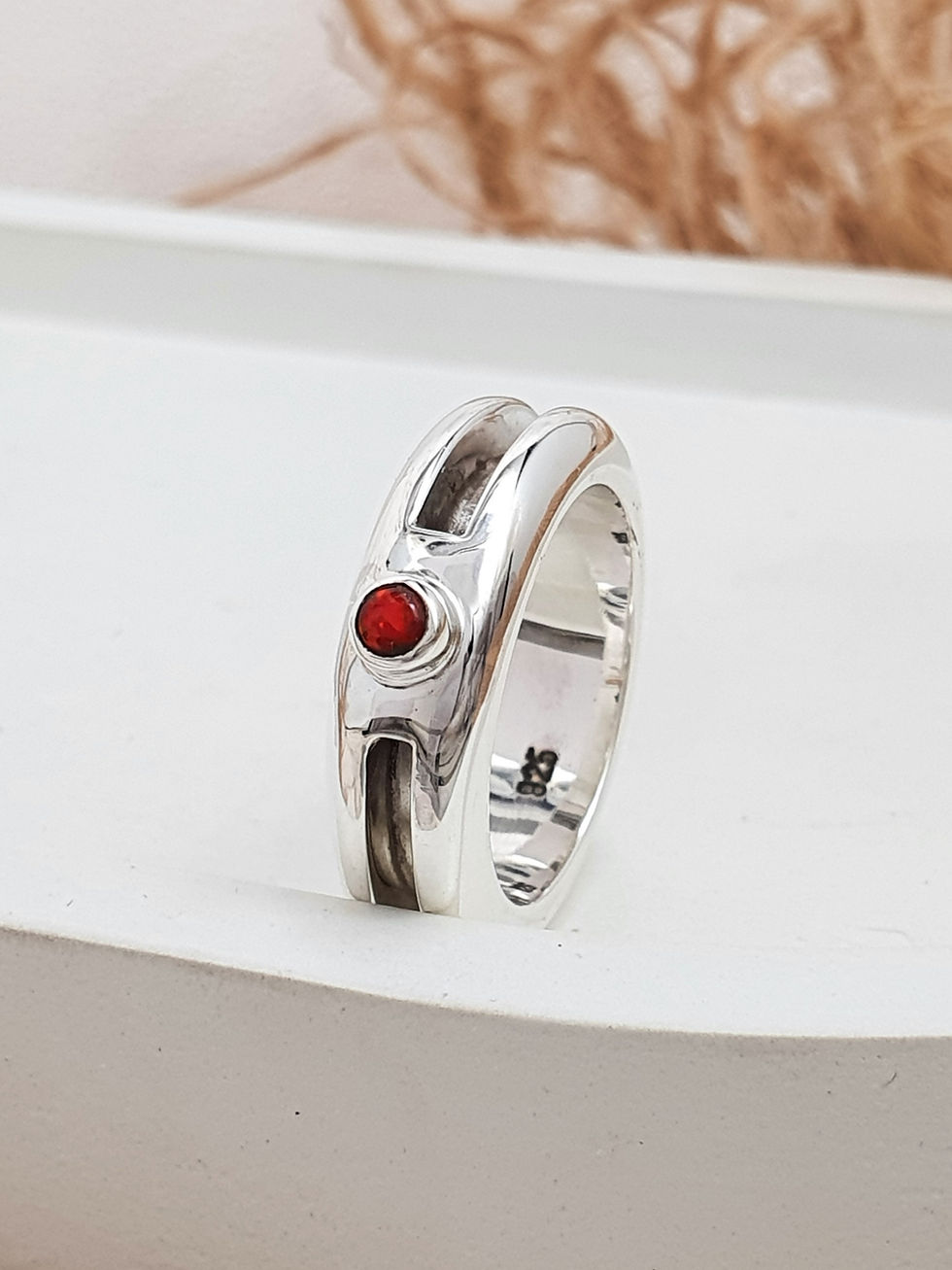 Thumbnail: Sterling silver equestrian ring with Synthetic Opal | RG887843