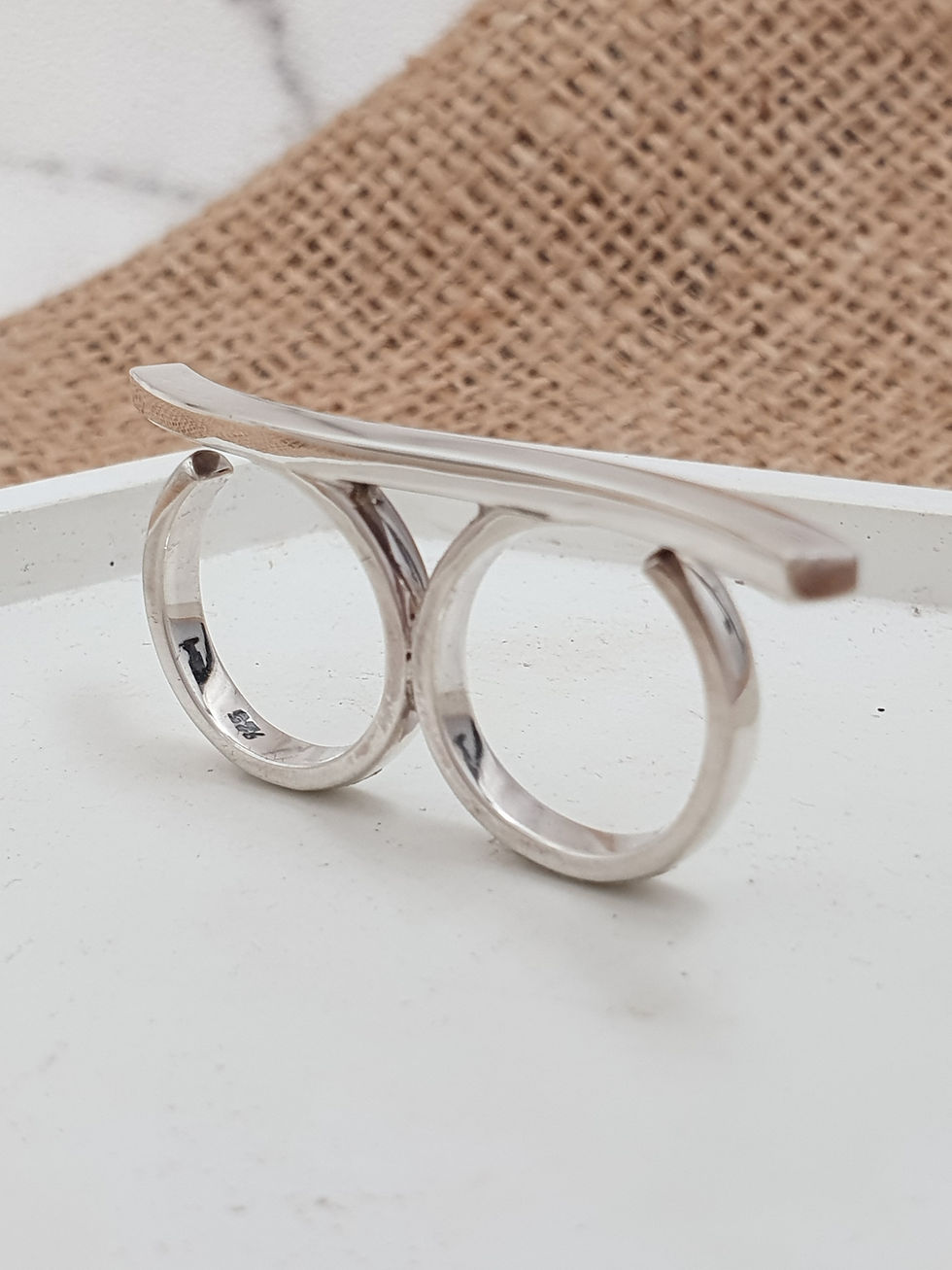 Thumbnail: Sterling silver double rings square wire | RG667806